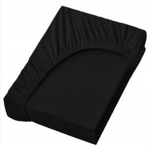 PRZEŚCIERADŁO Z GUMKĄ LUXURY SATYNA BAWEŁNIANA 140x200cm CZARNY KOLORY