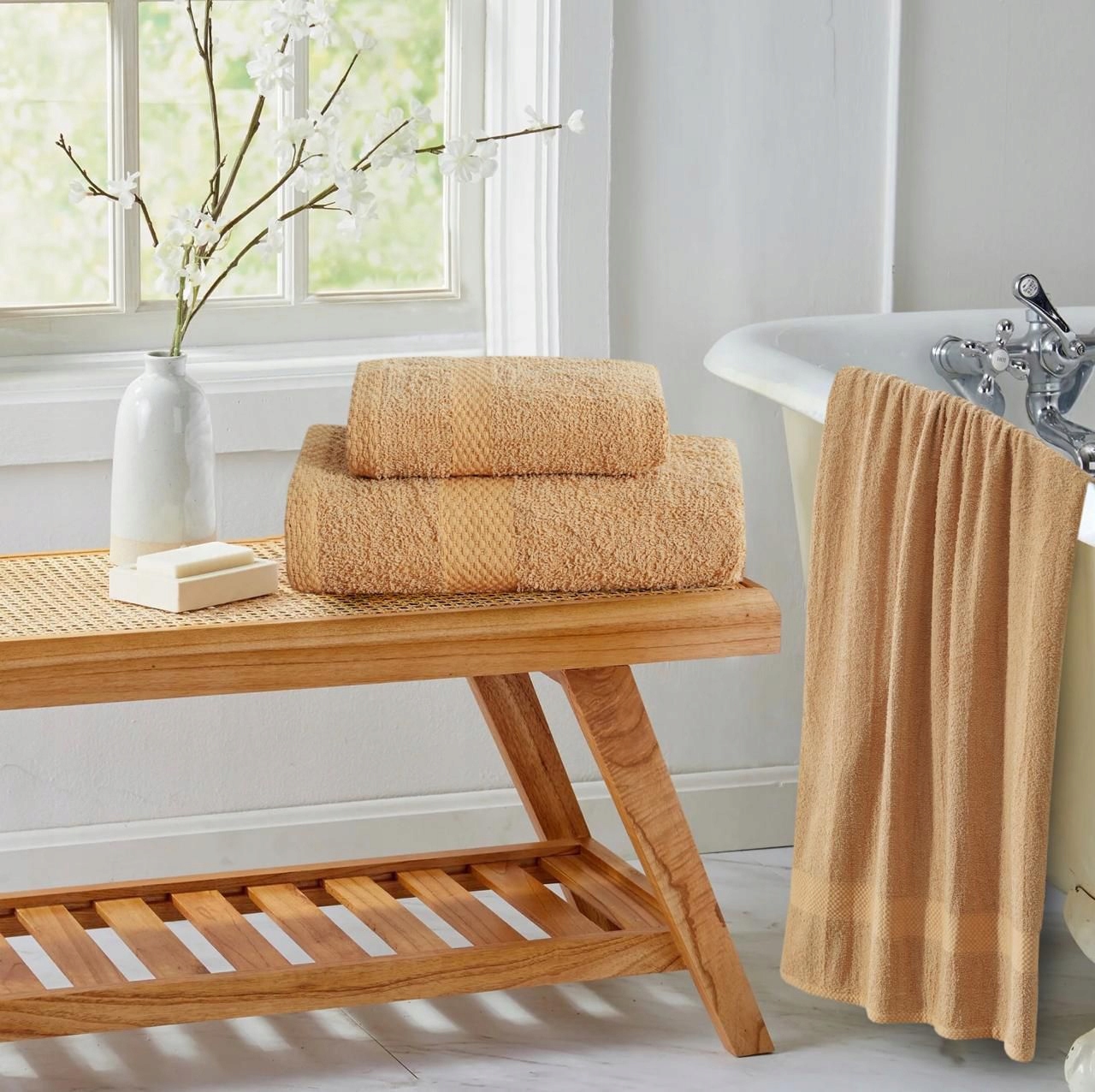 RĘCZNIK Z WZOREM GRUBY SPA 100WEŁNA 30X50cm HOTELOWY POMARAŃCZOWY KOLOR - obrazek 2