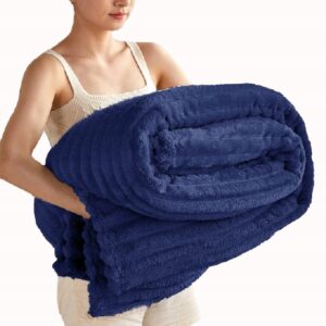 GRUBY KOC PASKI 200X220cm NARZUTA NA ŁÓZKO KANAPE GRANATOWY ROŻNE KOLORY