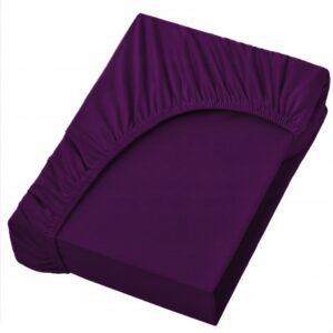 PRZEŚCIERADŁO Z GUMKĄ LUXURY SATYNA BAWEŁNIANA 200X220cm FIOLETOWY KOLORY