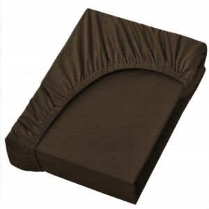 PRZEŚCIERADŁO Z GUMKĄ LUXURY SATYNA BAWEŁNIANA 90X200cm CZEKOLADOWY KOLORY