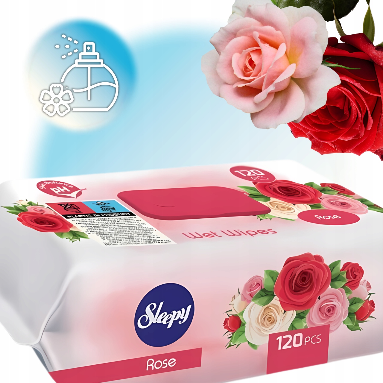 Pachnące chusteczki nawilżane hipoalergiczne dla dzieci SLEEPY Róża 120 szt - obrazek 5