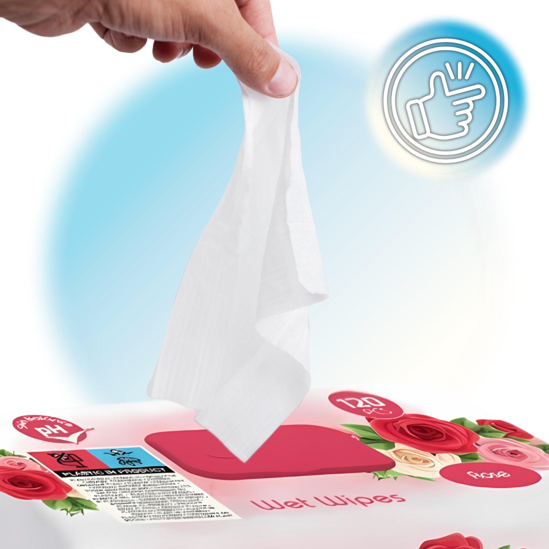 Pachnące chusteczki nawilżane hipoalergiczne dla dzieci SLEEPY Róża 120 szt - obrazek 2