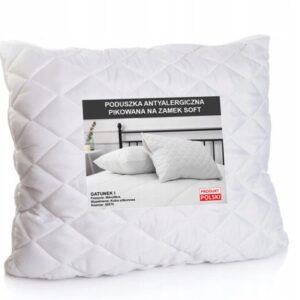 PODUSZKA 40X40 ANTYALERGICZNA PIKOWANA BIAŁA ZAMEK MIĘKKA KULKA SYLIKONOWA