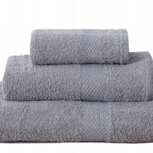 RĘCZNIK Z WZOREM GRUBY SPA 100WEŁNA 50X100cm HOTELOWY SREBRNY KOLOR