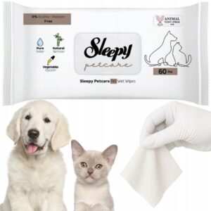 Mokre chusteczki dla zwierząt Nawilżane dla psów i kotów SLEEPY 60 szt.