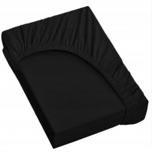 PRZEŚCIERADŁO Z GUMKĄ LUXURY SATYNA BAWEŁNIANA180X200 CZARNY KOLOR