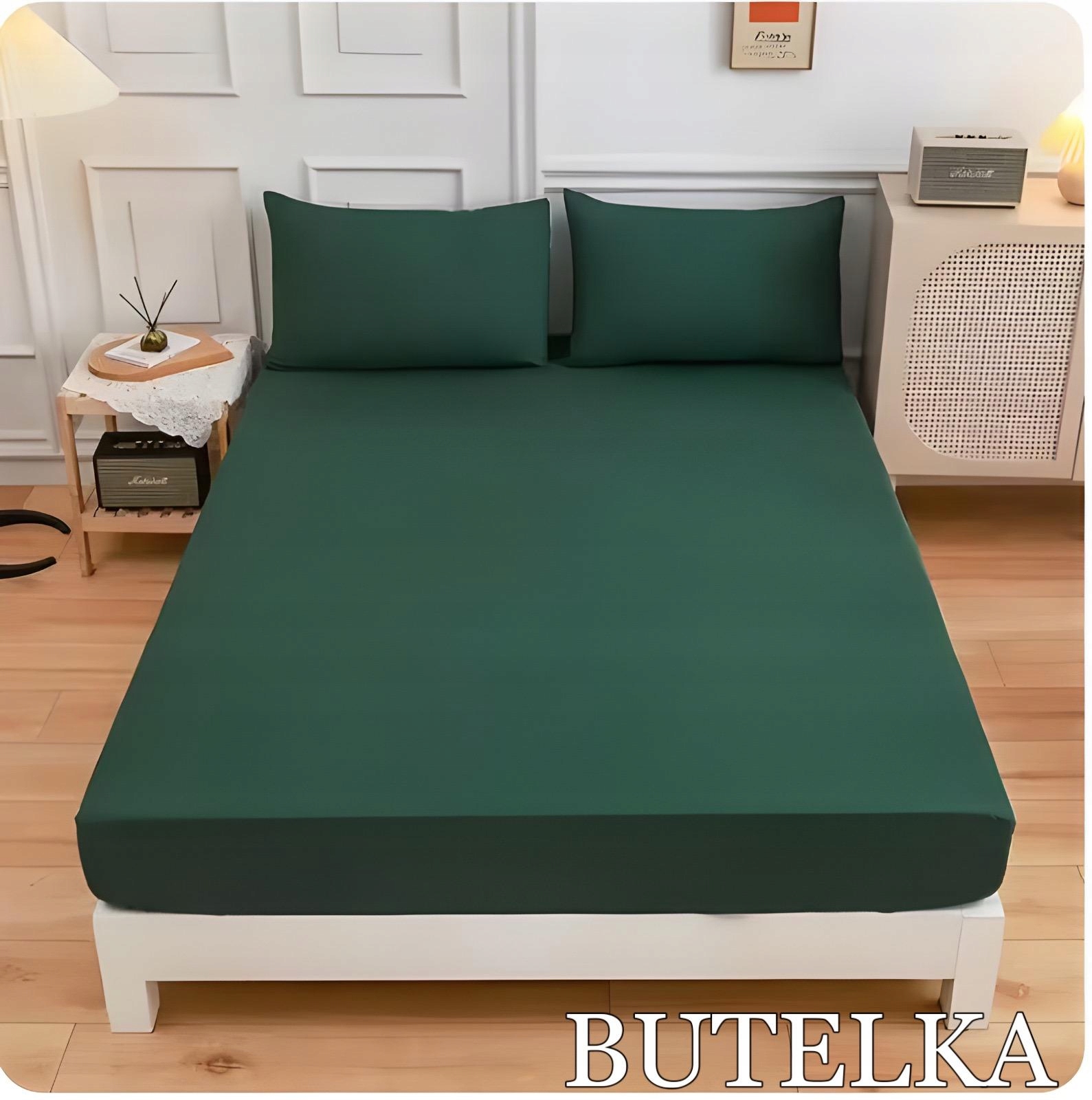 PRZEŚCIERADŁO Z GUMKĄ LUXURY SATYNA BAWEŁNIANA180X200 BUTELKOWY KOLOR - obrazek 2