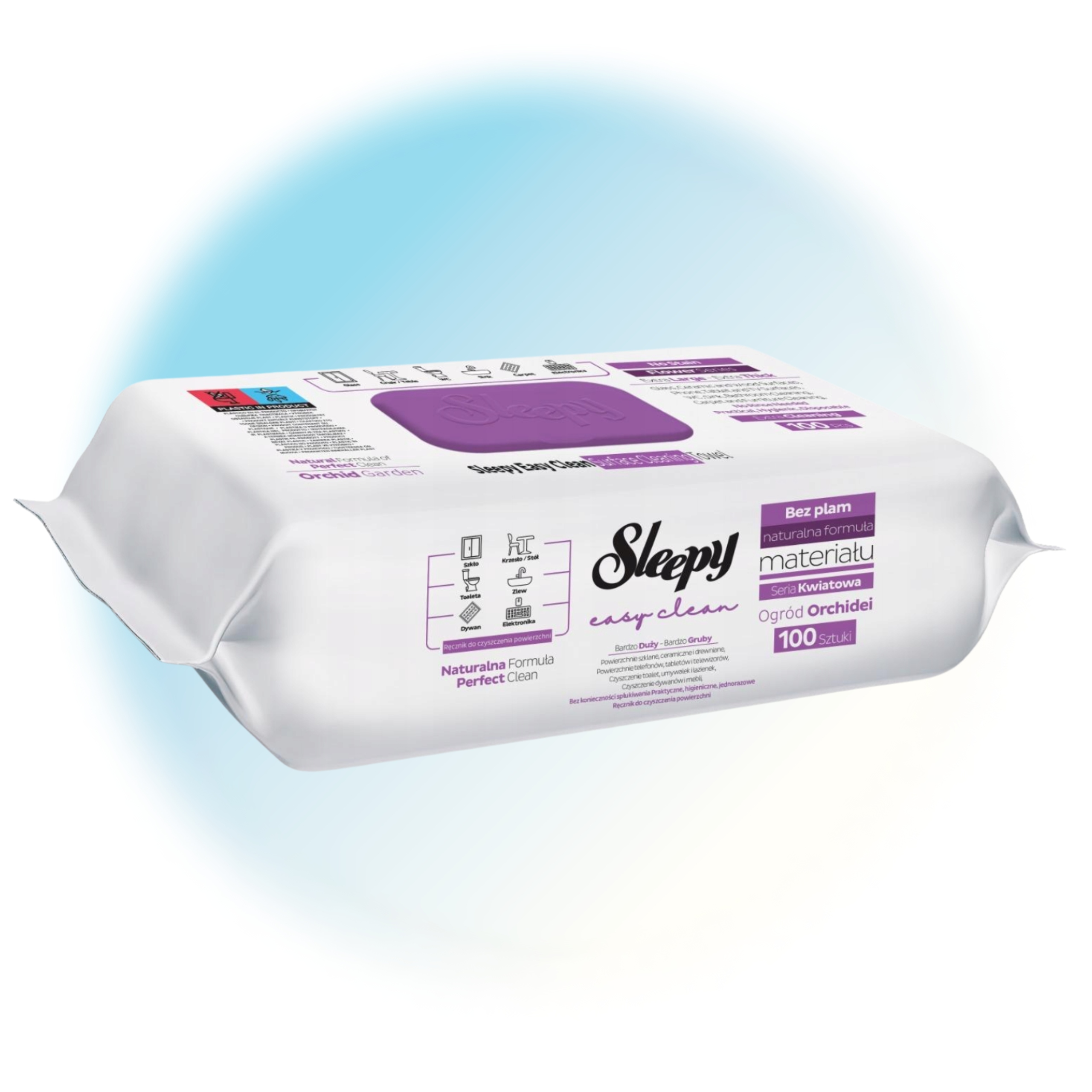 Uniwersalne chusteczki czyszczące nawilżane 100 szt. SLEEPY Easy Clean - obrazek 3