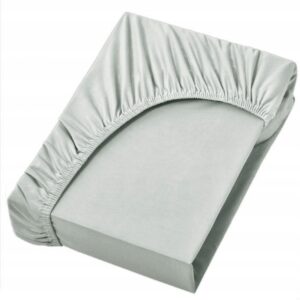 PRZEŚCIERADŁO Z GUMKĄ LUXURY SATYNA BAWEŁNIANA 90X200CM SREBRNY KOLORY