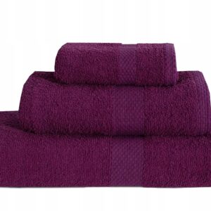 RĘCZNIK Z WZOREM GRUBY SPA 100WEŁNA 30X50cm HOTELOWY PURPUROWY KOLOR