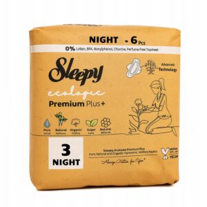 EKO PODPASKI SLEEPY ze skrzydełkami HIGIENICZNE rozmiar 3 NIGHT 6SZT