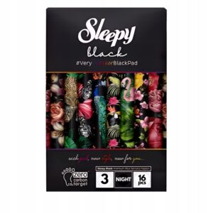 PODPASKI SLEEPY CZARNE ze skrzydełkami HIGIENICZNE rozmiar 3 NIGHT 16SZT
