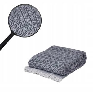 KOC NARZUTA POKROWIEC NA SOFE Z FRĘDZLAMI TURECKII CIEMNOSZARY 170X210