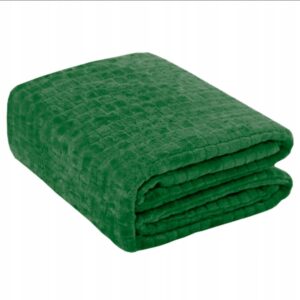 Gruby miękki koc 160x200cm narzuta KWADRAT poliester pled Zielony