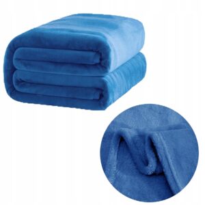 Koc miękki 160x200cm narzuta Gładki poliester pled turkus