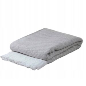 KOC NARZUTA POKROWIEC NA SOFE Z FRĘDZLAMI TURECKI JASNY SZARY 200X230