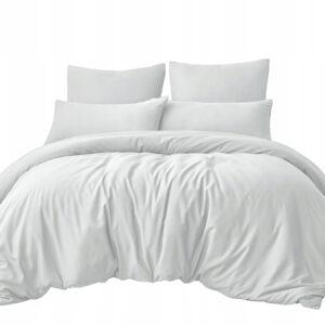 KOMPLET POŚCIELI LUXURY 140X200 GŁADKA SATYNA BAWEŁNIANA BIAŁY