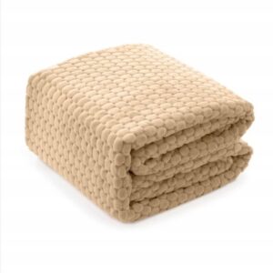 Gruby miękki koc 160x200cm narzuta wzór OKRĄGŁY pled Kremowy