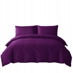 KOMPLET POŚCIELI COMFORT 140X200 GŁADKA SATYNA BAWEŁNIANA FIOLETOWY