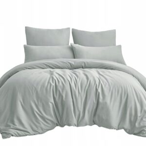 KOMPLET POŚCIELI LUXURY 140X200 GŁADKA SATYNA BAWEŁNIANA SREBRNY