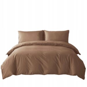 KOMPLET POŚCIELI COMFORT 160X200 TRZYCZĘŚCIOWY JEDNOLITY MOCHA