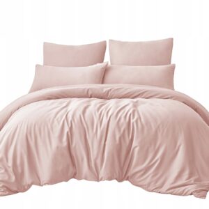 KOMPLET POŚCIELI LUXURY 140X200 GŁADKA SATYNA BAWEŁNIANA RÓŻOWY
