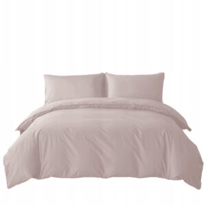 KOMPLET POŚCIELI COMFORT 140X200 GŁADKA SATYNA BAWEŁNIANA RÓŻOWY
