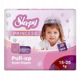 Sleepy Majtki treningowe pieluchy jednorazowe Princess Girl 20 szt 15–25kg