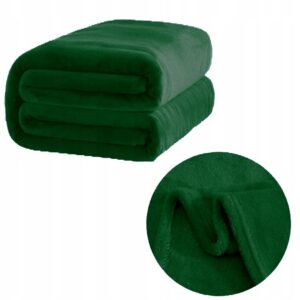 Koc miękki 200x220cm narzuta Gładki poliester pled zielony