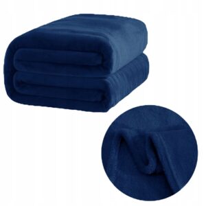 Koc miękki 200x220cm narzuta Gładki poliester pled granat