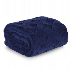 NARZUTA PLED NA ŁÓŻKO CARO MIĘKKI 160X200CM GRANATOWY