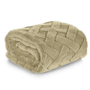 NARZUTA PLED NA ŁÓŻKO CARO MIĘKKI 160X200CM KREMOWY