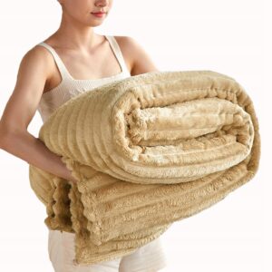 GRUBY KOC PASKI 200X220cm NARZUTA NA ŁÓZKO KANAPE Kremowy ROŻNE KOLORY