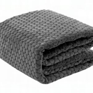 GRUBY MIĘKI KOC 160x200CM NARZUTA WZÓR OKRĄGŁY PLED GRAFITOWY