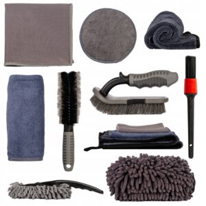 ZESTAW DO MYCIA AUTA PROFESJONALNY ZESTAW 9W1 SZCZOTKI, RĘKAWICE, GĄBKI