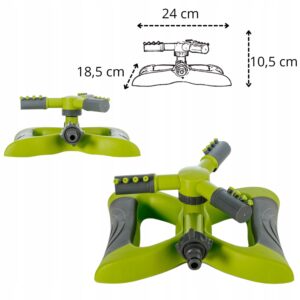 ZRASZACZ OGRODOWY OBROTOWY 3-RAMIENNY REGULOWANY 24CM ZIELONY