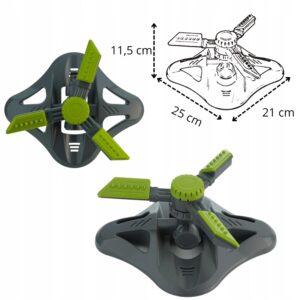 ZRASZACZ OGRODOWY OBROTOWY 3-RAMIENNY REGULOWANY 25CM ZIELONY